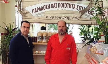 Aegean Islands : Συνάντηση εργασίας του Αντ/πρχη Γ. Φλεβάρη με τον Πρόεδρο των κρεοπωλών της Ρόδου Θ. Χατζηνικήτα - Τα κρεοπωλεία των νησιών μας σε κρίση