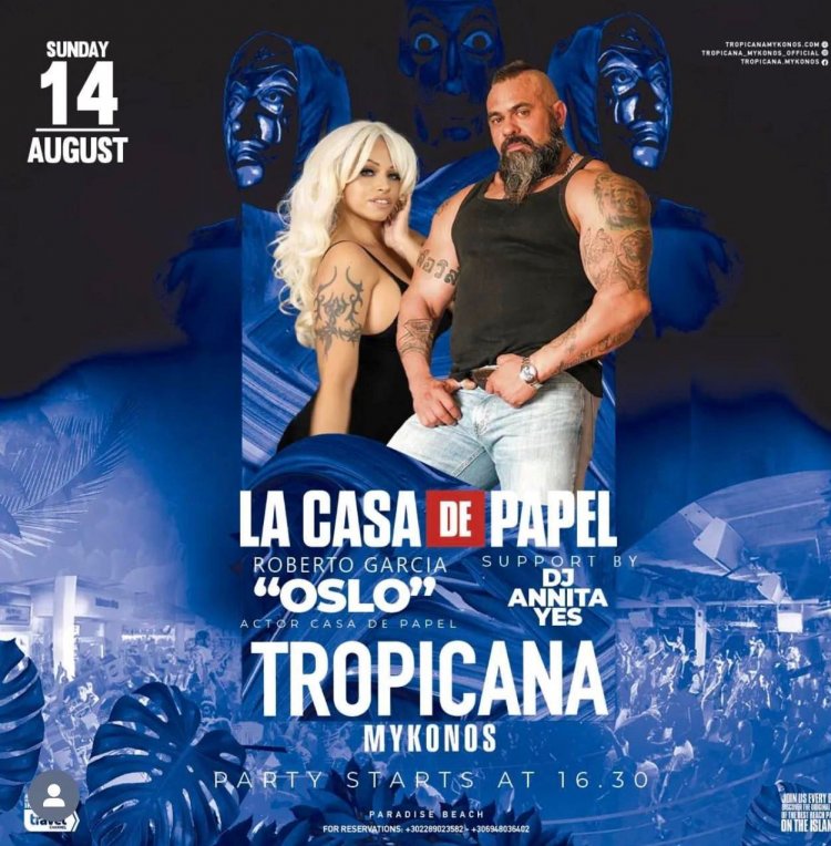 Tropicana Mykonos presents Roberto Garcia Ruiz [OSLO] and DJ Annita Yes on the decks of Tropicana, Sunday August 14th, 2022 [pics]