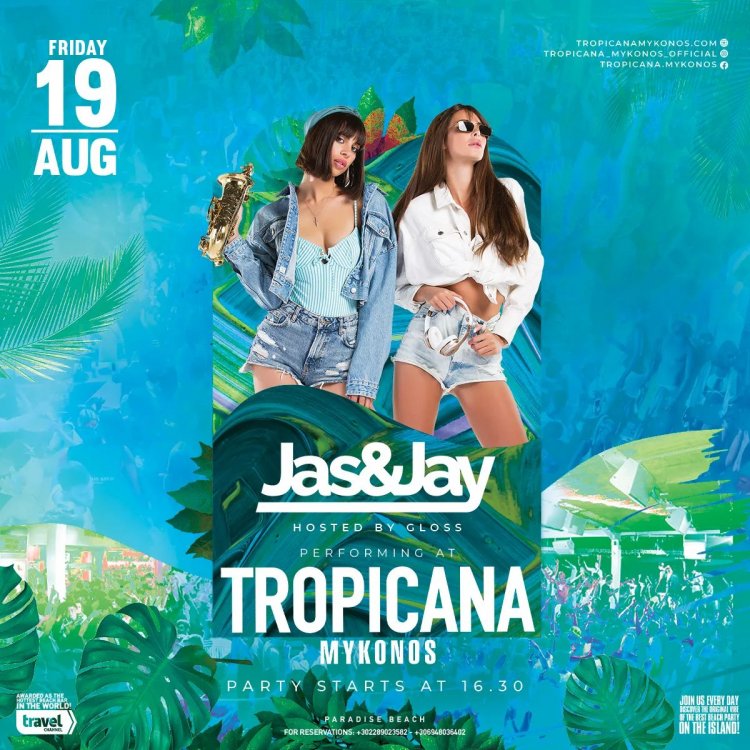 Tropicana Mykonos: Beachfront Party hosted by DJs Jas and Jay, Friday August 19th, 2022 [pics]