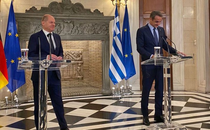 PM Mitsotakis - Germany's Scholz: Η Ελλάδα πρωταγωνιστεί στη διαμόρφωση ευρωπαϊκών πολιτικών - Ολ. Σολτς: Έφτασα σε μια νέα Ελλάδα με δυναμική ανάπτυξη