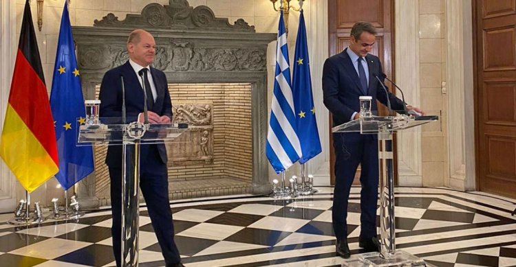 PM Mitsotakis - Germany's Scholz: Η Ελλάδα πρωταγωνιστεί στη διαμόρφωση ευρωπαϊκών πολιτικών - Ολ. Σολτς: Έφτασα σε μια νέα Ελλάδα με δυναμική ανάπτυξη