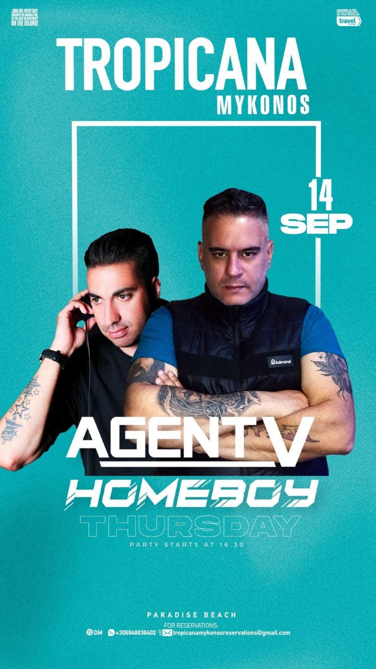Tropicana Mykonos Party: DJ Agent V on the decks of Tropicana, Thursday, September 14th, 2023. Are you ready to live the experience? [pics]