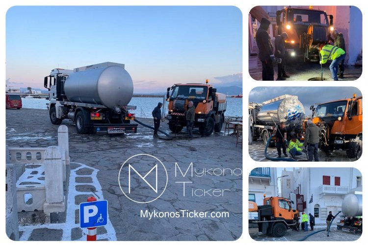 Mykonos - ΔΕΥΑΜ: Εργασίες  καθαρισμού και συντήρησης των φρεατίων αποχέτευσης στην παραλία, Χώρας Μυκόνου