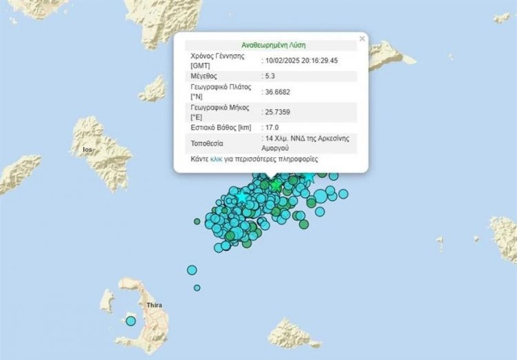Santorini earthquakes: Διπλός σεισμός άνω των 5 Ρίχτερ!! Έντονα αισθητός στην Μύκονο