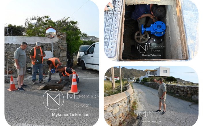 Δ.Ε.Υ.Α. Μυκόνου: Ξεκίνησαν οι εργασίες σύνδεσης του αγωγού υδροδότησης του οικισμού Βαρούχα στην Avω Mεpά [Εικόνες & Video]