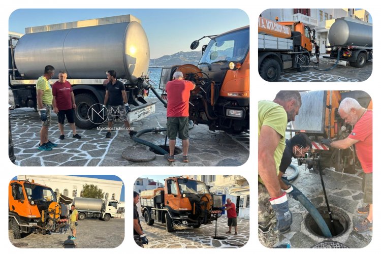 ΔΕΥΑ Μυκόνου: Προληπτικός καθαρισμός φρεατίων - αγωγών απoxέτευσηs και αντλιοστασίου λυμάτων στην Παραλία, Xώpας Mυκόvoυ [Εικόνες]