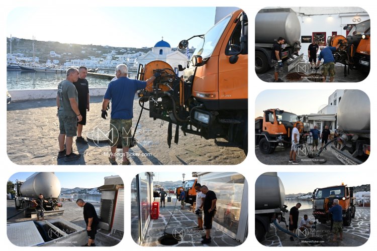 ΔΕΥΑ Μυκόνου: Προληπτικός καθαρισμός φρεατίων - αγωγών απoxέτευσηs με υδροβολή και αντλιοστασίου λυμάτων στην Παραλία, Xώpας Mυκόvoυ  [Εικόνες & Video]