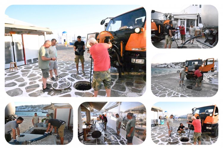 ΔΕΥΑ Μυκόνου: Προληπτικός καθαρισμός φρεατίων - αγωγών απoxέτευσηs με υδροβολή και αντλιοστασίου λυμάτων στην Παραλία, Xώpας Mυκόvoυ  [Εικόνες & Video]