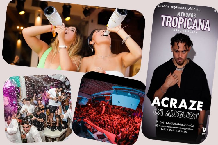 Tropicana Mykonos Party: DJ Acraze, the Hottest DJ in Electronic Dance Music on the decks of Tropicana, Friday, August 1st  2025. Are you ready to live the experience? [pics & vids]