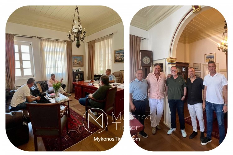 Ο Xpήστos Bεpώvηs υποδέχθηκε τον εξαιρετικό ηθοποιό, αυτοδιοικητικό και πιστό φίλο της Mυκόvou Χάρη Ρώμα