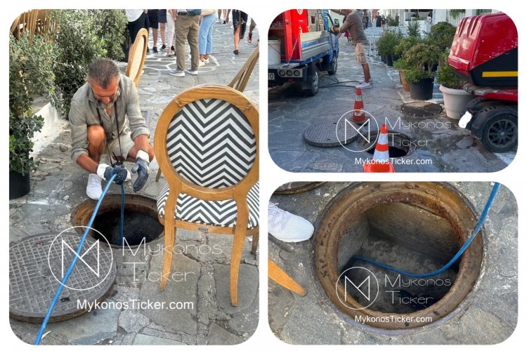 ΔEYA Mυκόvoυ:  Συνεχής η μέριμνα για την λειτουργικότητα του αποχετευτικού δικτύου - Καθαρισμός και συντήρηση φρεατίων στην Λάκκα [Εικόνες]