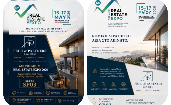 Strategic Legal Intelligence: Η Prili & Partners στην “καρδιά“ της Premium Real Estate Expo 2026 και της νέας εποχής του ελληνικού Real Estate